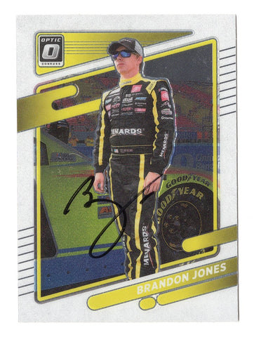 AUTOGRAPHED Brandon Jones 2022 Donruss Optic Racing (#19 Joe Gibbs Toyota Team) Xfinity Series Signed NASCAR Collectible Trading Card with COA