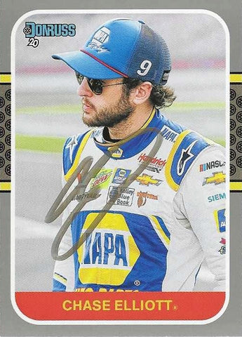 AUTOGRAPHED Chase Elliott 2020 Donruss Racing RARE GRAY BORDER PARALLEL (#9 NAPA Driver Signed NASCAR Collectible Trading Card with COA