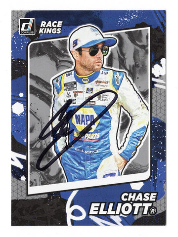 AUTOGRAPHED Chase Elliott 2022 Donruss Racing RACE KINGS Rare Gray Parallel Signed NASCAR Collectible Trading Card with COA