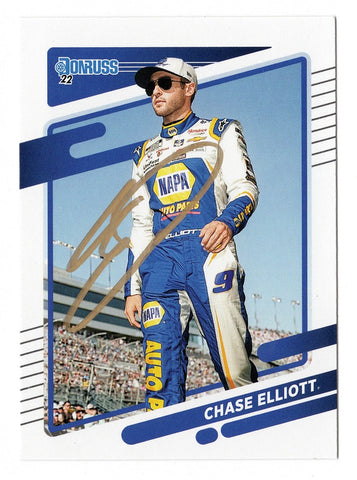 AUTOGRAPHED Chase Elliott 2022 Donruss Racing (#9 NAPA Driver) Gold Signed NASCAR Collectible Trading Card with COA