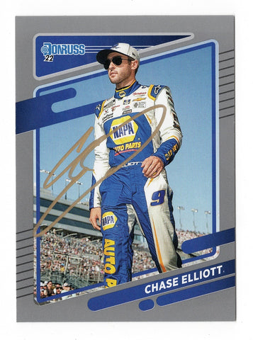 AUTOGRAPHED Chase Elliott 2022 Donruss Racing (#9 NAPA Driver) RARE GRAY PARALLEL Signed NASCAR Collectible Trading Card with COA