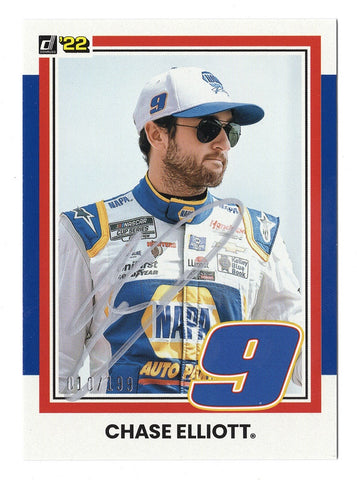AUTOGRAPHED Chase Elliott 2022 Donruss Racing (#9 NAPA Team) RARE BLUE PARALLEL Signed NASCAR Collectible Trading Card with COA #010/199