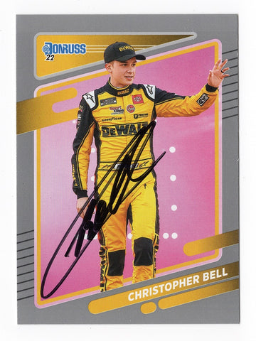 AUTOGRAPHED Christopher Bell 2022 Donruss Racing (#20 DeWalt Team) RARE GRAY PARALLEL Signed NASCAR Collectible Trading Card with COA