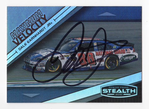 AUTOGRAPHED Dale Earnhardt Jr. 2010 Press Pass Stealth Racing MAXIMUM VELOCITY (#88 National Guard) Signed NASCAR Collectible Trading Card with COA