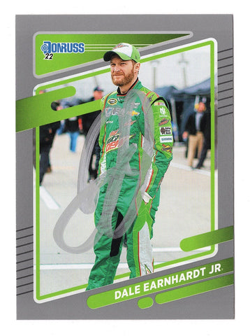 AUTOGRAPHED Dale Earnhardt Jr. 2022 Donruss Racing RARE GRAY PARALLEL (#88 Diet Mtn Dew) Insert Signed NASCAR Collectible Trading Card with COA