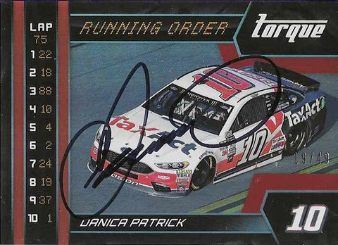 AUTOGRAPHED Danica Patrick 2017 Panini Torque Racing RUNNING ORDER Rare Parallel Insert Signed Collectible NASCAR Trading Card #19/49 with COA
