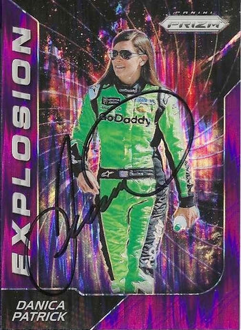 AUTOGRAPHED Danica Patrick 2018 Panini Prizm Racing PURPLE FLASH PRIZM Rare Insert Signed Collectible NASCAR Trading Card with COA