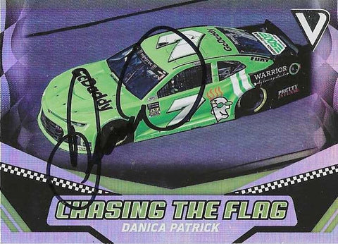 AUTOGRAPHED Danica Patrick 2018 Panini Victory Lane Racing CHASING THE FLAG (#7 GoDaddy) Rare Insert Signed Collectible NASCAR Trading Card with COA