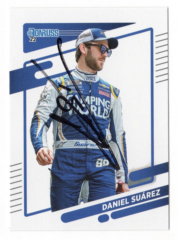 AUTOGRAPHED Daniel Suarez 2022 Donruss Racing (#99 Camping World Driver) Trackhouse Racing Signed NASCAR Collectible Trading Card with COA