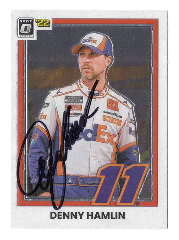AUTOGRAPHED Denny Hamlin 2022 Donruss Optic Racing (#11 FedEx Team) Signed NASCAR Collectible Trading Card with COA