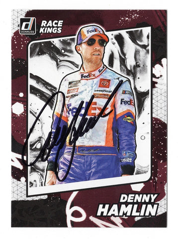 AUTOGRAPHED Denny Hamlin 2022 Donruss Racing RACE KINGS (#11 FedEx Team) Signed NASCAR Collectible Trading Card with COA