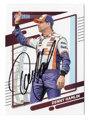 AUTOGRAPHED Denny Hamlin 2022 Donruss Racing (#11 FedEx Team) Joe Gibbs Racing Signed NASCAR Collectible Trading Card with COA