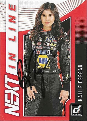 AUTOGRAPHED Hailie Deegan 2019 Donruss Racing NEXT IN LINE Rare Insert Signed Collectible NASCAR Trading Card with COA