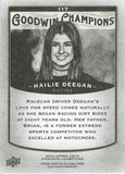 AUTOGRAPHED Hailie Deegan 2019 Upper Deck Goodwin Champions SPLASH OF COLOR Rare Insert Signed Collectible NASCAR Trading Card with COA