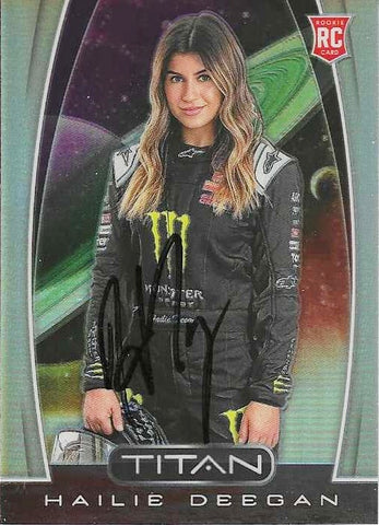 AUTOGRAPHED Hailie Deegan 2020 Panini Chronicles Titan Racing RARE SILVER PRIZM (Official Rookie Card) Insert Signed Collectible NASCAR Trading Card with COA