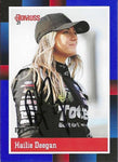 AUTOGRAPHED Hailie Deegan 2021 Donruss Racing 1988 RETRO BLUE BORDER PARALLEL Rare Insert Signed Collectible NASCAR Trading Card #024/199 with COA