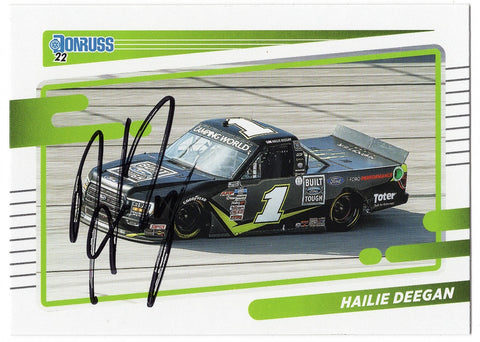 AUTOGRAPHED Hailie Deegan 2022 Donruss Racing (#1 Monster Truck Series Team) Signed NASCAR Collectible Trading Card with COA