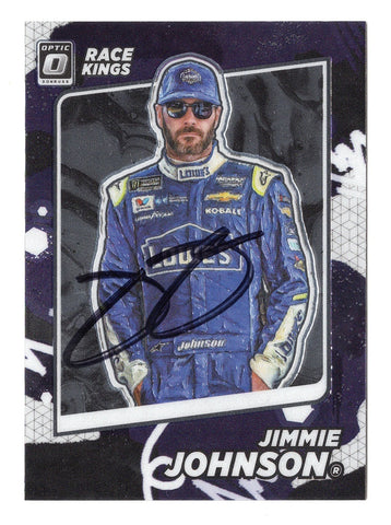 AUTOGRAPHED Jimmie Johnson 2022 Donruss Optic Racing RACE KINGS (#48 Lowes Team) Signed NASCAR Collectible Trading Card with COA