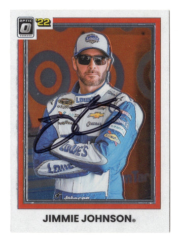 AUTOGRAPHED Jimmie Johnson 2022 Donruss Optic Racing SEVEN TIME (#48 Lowes Team) Signed NASCAR Collectible Trading Card with COA