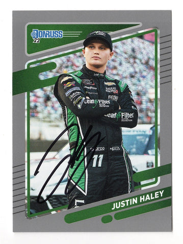 AUTOGRAPHED Justin Haley 2022 Donruss Racing RARE GRAY PARALLEL (#11 Kaulig Team) NASCAR Cup Series Signed NASCAR Collectible Trading Card with COA