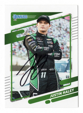 AUTOGRAPHED Justin Haley 2022 Donruss Racing (#11 Kaulig Team) NASCAR Cup Series Signed NASCAR Collectible Trading Card with COA