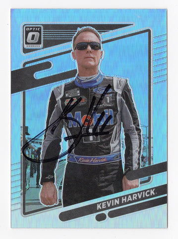 AUTOGRAPHED Kevin Harvick 2022 Donruss Optic Racing RARE SILVER PRIZM (#4 Mobil 1 Team) Insert Signed NASCAR Collectible Trading Card with COA