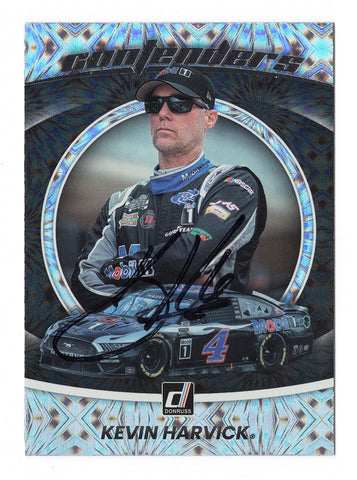 AUTOGRAPHED Kevin Harvick 2022 Donruss Racing CONTENDERS (#4 Mobil 1 Team) Rare Insert Signed NASCAR Collectible Trading Card with COA