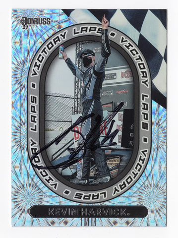 AUTOGRAPHED Kevin Harvick 2022 Donruss Racing VICTORY LAPS (Dover Race Win) Rare Insert Signed NASCAR Collectible Trading Card with COA