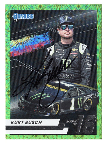 AUTOGRAPHED Kurt Busch 2022 Donruss Racing PLAYOFFS ROUND OF 16 Rare Insert Signed NASCAR Collectible Trading Card with COA