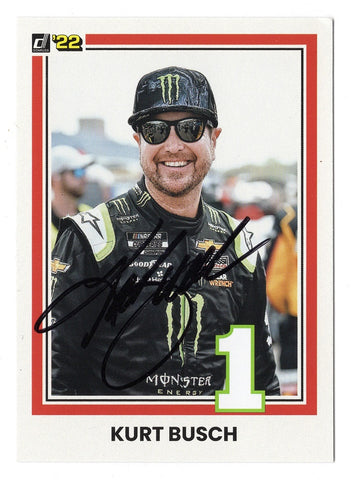 AUTOGRAPHED Kurt Busch 2022 Donruss Racing (#1 Monster Driver) NASCAR Cup Series Signed NASCAR Collectible Trading Card with COA