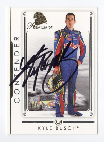 AUTOGRAPHED Kyle Busch 2007 Press Pass Premium Racing CONTENDER (#5 Kelloggs Team) Signed NASCAR Collectible Trading Card with COA