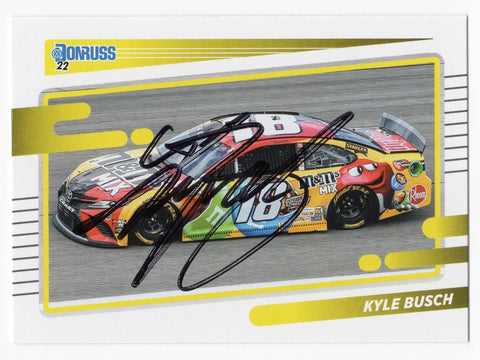 AUTOGRAPHED Kyle Busch 2022 Donruss Racing (#18 M&Ms Toyota Car) NASCAR Cup Series Signed NASCAR Collectible Trading Card with COA