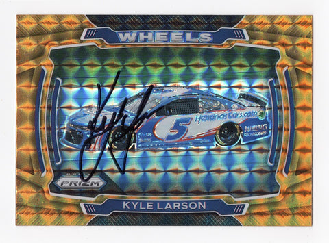 AUTOGRAPHED Kyle Larson 2021 Panini Prizm Racing RARE ORANGE PRIZM (#5 Hendrick Car) Rare Insert Signed NASCAR Collectible Trading Card with COA