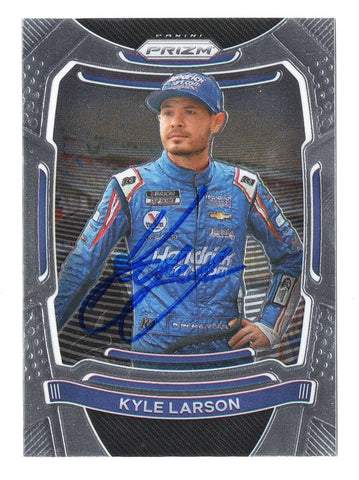 AUTOGRAPHED Kyle Larson 2021 Panini Prizm Racing (#5 Hendrick Motorsports) Blue Ink Signed NASCAR Collectible Trading Card with COA