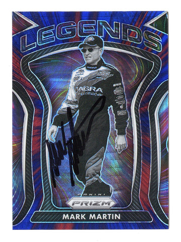 AUTOGRAPHED Mark Martin 2021 Panini Prizm Racing RED & BLUE HYPER PRIZM Legends Rare Insert Signed Collectible NASCAR Trading Card with COA