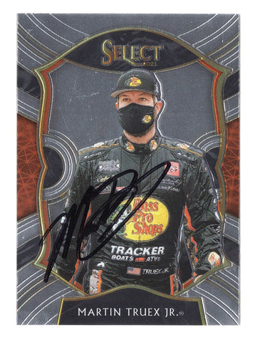 AUTOGRAPHED Martin Truex Jr. 2021 Panini Chronicles Racing SELECT (#19 Bass Pro Shops Team) Signed NASCAR Collectible Trading Card with COA