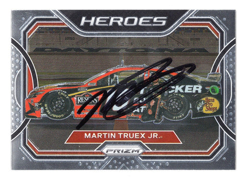 AUTOGRAPHED Martin Truex Jr. 2021 Panini Prizm Racing HEROES (#19 Bass Pro Shop) Rare Insert Signed NASCAR Collectible Trading Card with COA