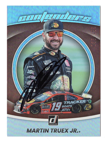AUTOGRAPHED Martin Truex Jr. 2022 Donruss Racing CONTENDERS Rare Red Parallel Insert Signed NASCAR Collectible Trading Card #035/199 with COA