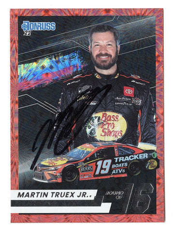 AUTOGRAPHED Martin Truex Jr. 2022 Donruss Racing PLAYOFFS ROUND OF 16 Rare Insert Signed NASCAR Collectible Trading Card with COA