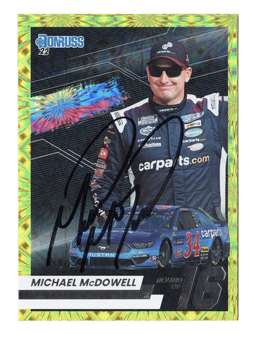 AUTOGRAPHED Michael McDowell 2022 Donruss Racing PLAYOFFS ROUND OF 16 Rare Insert Signed NASCAR Collectible Trading Card with COA