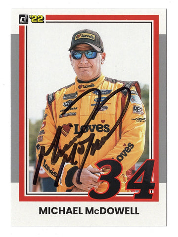 AUTOGRAPHED Michael McDowell 2022 Donruss Racing RARE GRAY PARALLEL (#34 Loves Team) Insert Signed NASCAR Collectible Trading Card with COA