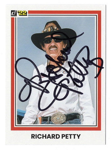 AUTOGRAPHED Richard Petty 2022 Donruss Racing THE KING (Cowboy Hat) Signed Collectible NASCAR Trading Card with COA