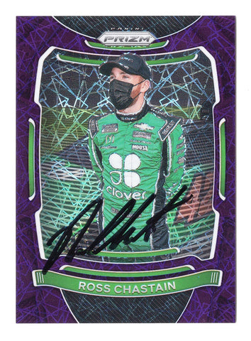 AUTOGRAPHED Ross Chastain 2021 Panini Prizm Racing RARE PURPLE PRIZM Insert Signed NASCAR Collectible Trading Card with COA #161/199