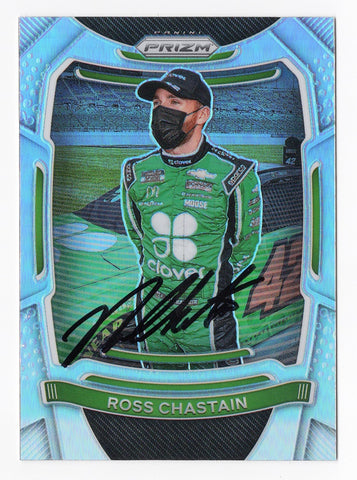 AUTOGRAPHED Ross Chastain 2021 Panini Prizm Racing RARE SILVER PRIZM Insert Signed NASCAR Collectible Trading Card with COA