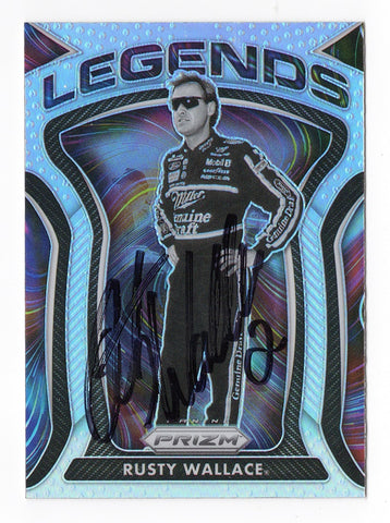 AUTOGRAPHED Rusty Wallace 2021 Panini Prizm Racing RARE SILVER PRIZM Legends Insert Signed Collectible NASCAR Trading Card with COA