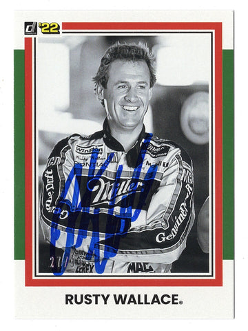 AUTOGRAPHED Rusty Wallace 2022 Donruss Racing RARE GREEN PARALLEL (#2 Miller Lite Team) Insert Signed Collectible NASCAR Trading Card #27/99 with COA
