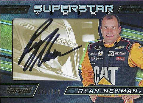 AUTOGRAPHED Ryan Newman 2016 Panini Torque Racing SUPERSTAR VISION Gold Parallel Insert Signed Collectible NASCAR Trading Card #110/199 with COA