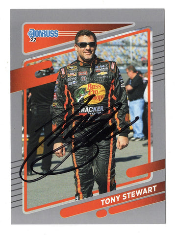 AUTOGRAPHED Tony Stewart 2022 Donruss Racing RARE GRAY PARALLEL (#14 Bass Pro Shops Team) Insert Signed NASCAR Collectible Trading Card with COA