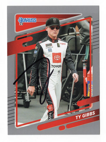 AUTOGRAPHED Ty Gibbs 2022 Donruss Racing RARE GRAY PARALLEL (#54 Toyota Team) Xfinity Series Signed NASCAR Collectible Trading Card with COA