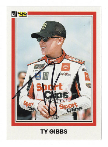 AUTOGRAPHED Ty Gibbs 2022 Donruss Racing (#54 Sport Clips Toyota) Joe Gibbs Racing Xfinity Series Signed NASCAR Collectible Trading Card with COA